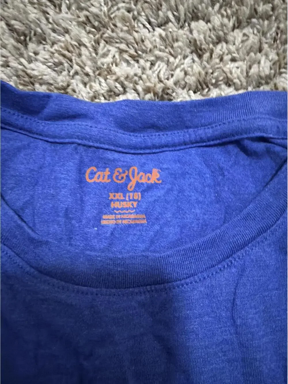 Cat & Jack Boys Blue Long Sleeve Shark Tee XXL Husky